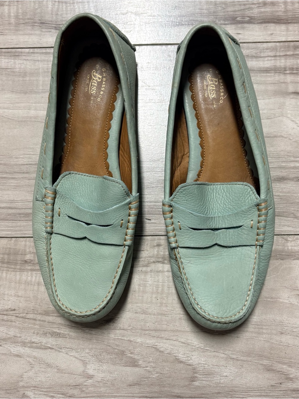 Bass Mint Green Leather Penny Driving Loafers - Women's Slip-On - Picture 4 of 9